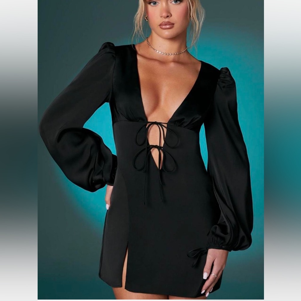 Oh Polly Black Long Sleeve Dress